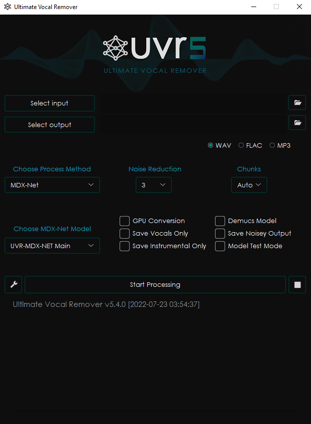 最强伴奏人声提取工具！Ultimate Vocal Remover UVR 5.4 WIN版