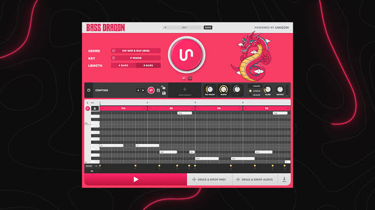 智能AI贝斯线与808生成器!Unison Bass Dragon v1.4.46 WIN&MAC