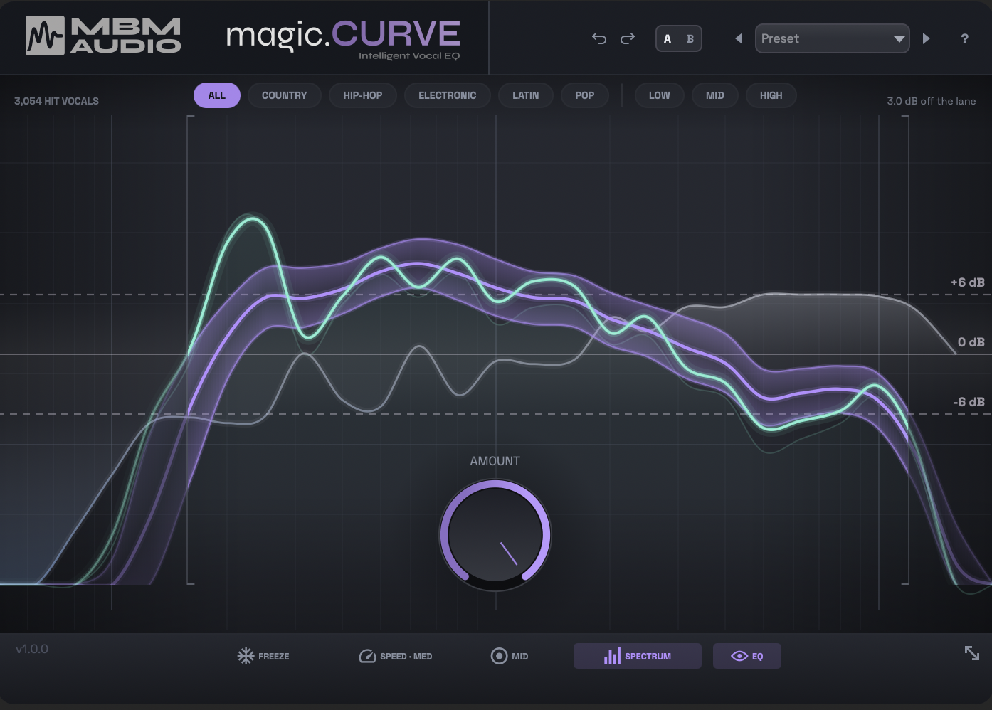 全自动匹配热门歌曲人声EQ效果器!Music By Mattie magic.CURVE v1.0.2 WIN&MAC